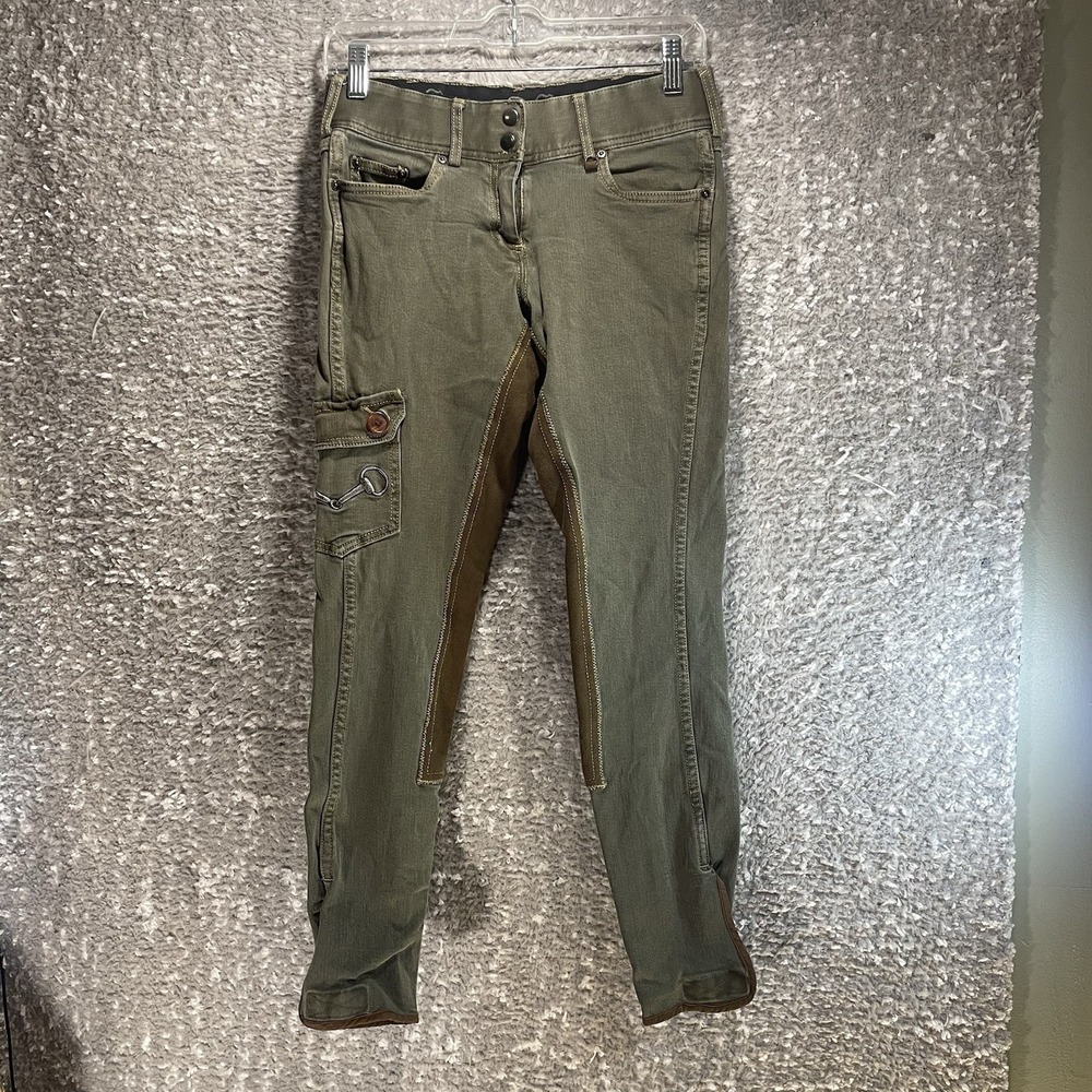 Goode Rider Breeches Women's Sz 26 Green Full Riding Pants Equestrian Preppy